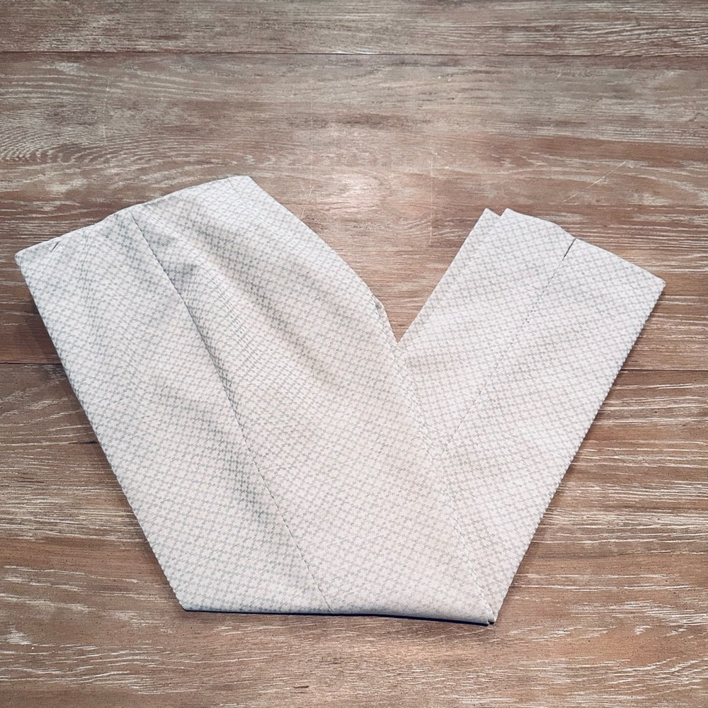 Peace of Cloth Grey/Blue Front Hidden Zipper Pants in Delicate Cross Pattern, 10